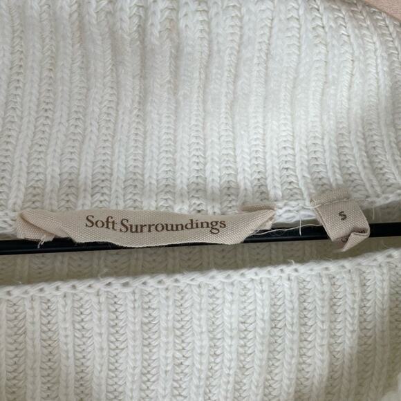Soft Surroundings White/ Orange Porto Cowl Neck Ribbed Knit Sweater Size Small - Picture 5 of 5